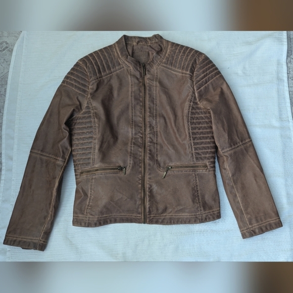 Max Edition Woman's Faux Leather Moto Biker Jacket Sz XL - Picture 11 of 16